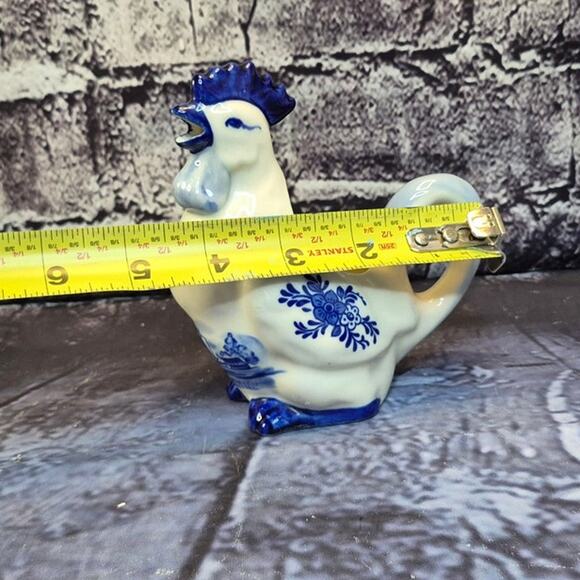 Vintage Delft Dutch Blue Chicken Rooster Figure Creamer Handpainted Windmill - Picture 7 of 7
